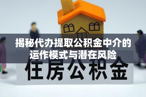 南城揭秘代办提取公积金中介的运作模式与潜在风险