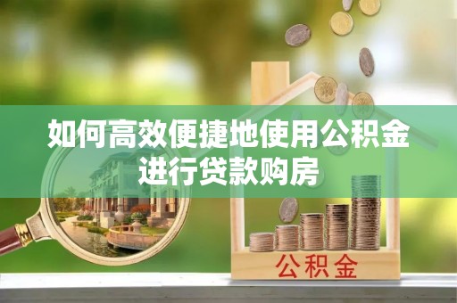南城如何高效便捷地使用公积金进行贷款购房